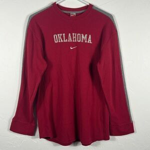 🔥🏈 Vintage OKLAHOMA SOONERS NIKE Center Swoosh Thermal LS T-Shirt‎ XL -PERFECT